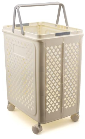 Panier à linge pliable amovible - Panier de rangement à roulettes pour appartement, salle de bain, chambre à coucher, dortoir (grand)