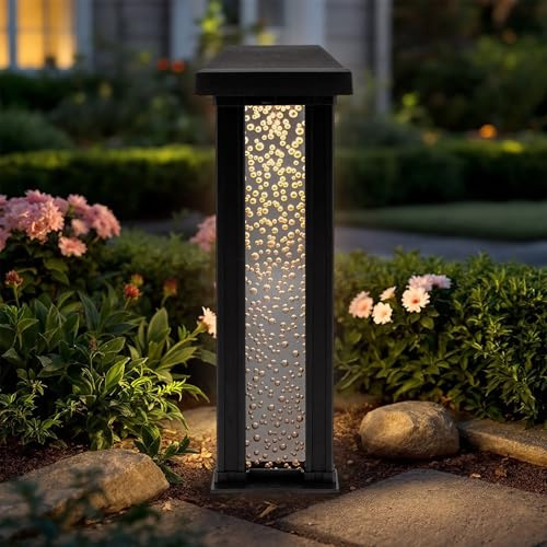 LED Solar Gartenstecker im Sprudelsäule Design - 30 cm - Garten Deko Wegeleuchte warm weiß - Beestecker Dekobeleuchtung Solarlampe Gartenlicht Stimmungslicht Outdoor Lampe Blubbles mit Erdspieß
