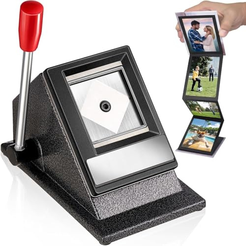Metall Passport Foto Cutter 2 x 2 Zoll, Tischplatte Desktop Reisepass ID Foto Cutter mit Metallgriff, Bildschneider für Fotos, Manueller Bildstanzer mit Schneiden für Standardfoto, PVC-Karten