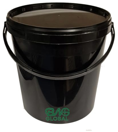 BW Wholesale - - Black Bucket With Lid - Plastic Bucket Pail + Handle & Lid - Food Grade BPA Free - Multi-use Fermentation Feed Dry Food Liquid Chemicals Hydroponics Storage Container (3, 5Ltr)