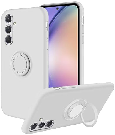 Anlalish Handyhülle für Samsung Galaxy S26 FE Hülle mit Ring Halter, Slim Cover Soft TPU Schutzhülle für Samsung S26 FE Silikon Liquid Mikrofaser Stoßfest Original Case (Off-White)