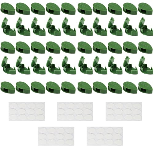50 Stück Pflanzenclips für Kletterpflanzen Wand Blattförmig | Pflanzenhalter Rankhilfehalter Selbstklebende Wandbefestigung für Gardening Plant Reben Gemüse