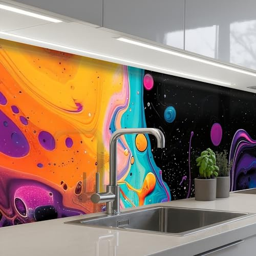 KitchenYeah© Crédence Cuisine À Coller Protection Plaque De Cuisson Adhesif | 80x300 cm - Plastique Rigide Dalle Murale Coloré - Peinture - Noir