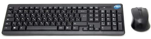 SIMPLETEK - Japanese QWERTY Wireless Keyboard and Mouse Kit with Pre-Applied Stickers, Black, Universal Compatibility