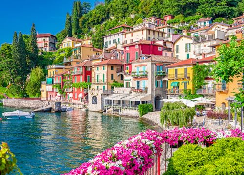 Lake Como 500 Piece Jigsaw Puzzles for Adults | Large Poster Included, Dust-Free, Finished Size 49×35cm, No Back Letters Hints, Family Indoor Activity