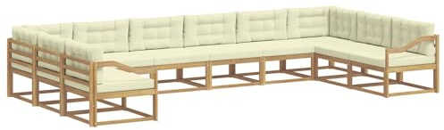 vidaXL Outdoor-Sofagarnitur mit Kissen 10 pcs Weiß und Creme, Moderner Garten-Sofa, strapazierfähige Lounge, Elegantes Patio-Sofa, Sitzplatz im Garten, Möbel für Poolbereich
