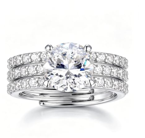 LOLIAS DREI-in-Eins Ringe 16K Vergoldet Silberfarben Verstellbar | Ringe, Stapelringe Verlobungsring Promise Ring Set Schmuck Geschenke für Frauen Freundin