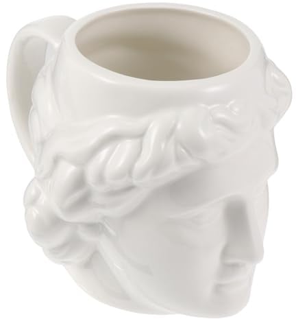 CRAFTHROU Tazza in Ceramica Scultura Testa di David Stile Romano Bianco Apertura Ampia e Facile da Pulire per Uso Quotidiano Elegante e Delicata