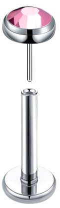 Homxi Nasenpiercing Ringe Silber Weiß 20 Gauge (0.8x10mm), Rund mit Zirkonia, Titan Nasenpiercing für Frauen