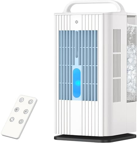 mobile klimaanlagen 4-in-1 mit 1700ml Wassertank, Mini Air Cooler Leise, portable Luftkühler mit Fernbedienung, 120° Oszillation, 3 Windstufen, 2 Nebelmodi, Timer & Nachtlicht camping klimaanlage fan