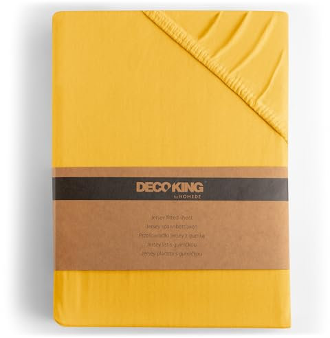 DecoKing Spannbettlaken 160x200 180x200 cm 100% gekämmte Baumwolle Gelb Spannbetttücher Jersey Boxspringbett Amber 160 x 200 180 x 200