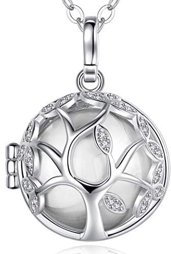 Eudora Harmony Tree of Life Necklace, CZ with Music Chime Ball Locket Pendant Necklace for Women Girls Ladies Nice Jewelry Gift, 30+45 Chain