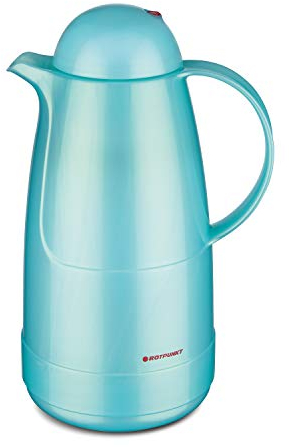 ROTPUNKT Isolierkanne 215 Christine 1,5 l | Zweifunktions-Drehverschluss | BPA Frei- gesundes Trinken | Made in Germany | Warm + Kalthaltung | Glaseinsatz | Shiny aquamarin