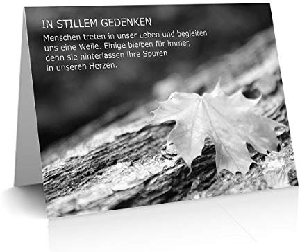 Stilvolle Trauerkarten/Beileidskarten/Kondolenz/inklusive Kuvert/Motiv wählbar/Anzahl wählbar (5er,10er oder gemischte Sets) / Anteilnahme /, Anzahl:5er Set, Motiv:Blatt - In stillem Gedenken