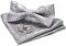 JEMYGINS Paisley Fliege und Einstecktuch mit Manschettenknöpfe Sets für Herren, Silber, M
