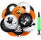 MonQi 100Pcs Halloween Luftballons,12 Zoll Premium Ballons aus 100% Naturlatex • mit Luftpumpe • Verdickende • 3 Farben • 9 Beliebte Thema Muster für Halloween Dekoration •Auf 30.5cm Aufgepumpt Werden