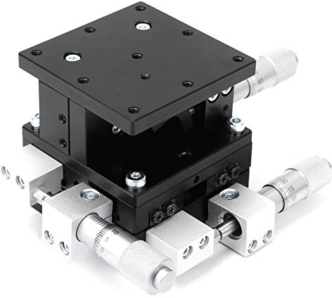 Manueller linearer XYZ 3-Achsen-Tisch, 60 x 60 mm Trimmlager-Abstimmplattform-Schiebetisch, linearer Positionierungsbühne Lager-Abstimmplattform-Schiebetisch, XYZ 3-Achsen-DOF