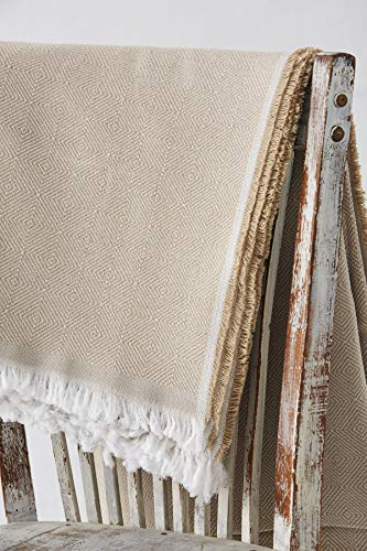 Textil-home Bettüberwurf, Mehrzweck/Plaid 230 x 285cm Dante - Eignet Sich als Sofaüberwurf und auch als Tagesdecke. Farbe Beige