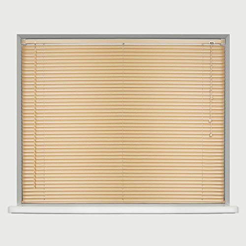 Optimal Products PVC Window Venetian Blinds Strong Trimmable Easy Fit Child Safe Home Office Blind Black Cream White Silver Teak And Natural (Natural, 120 x 150 cm)