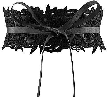CHIC DIARY Spitze Obi Gürtel Damen Breiter Taillengürtel Bindegürtel Retro Elegant Wickelgürtel Dekorativer Kleidgürtel