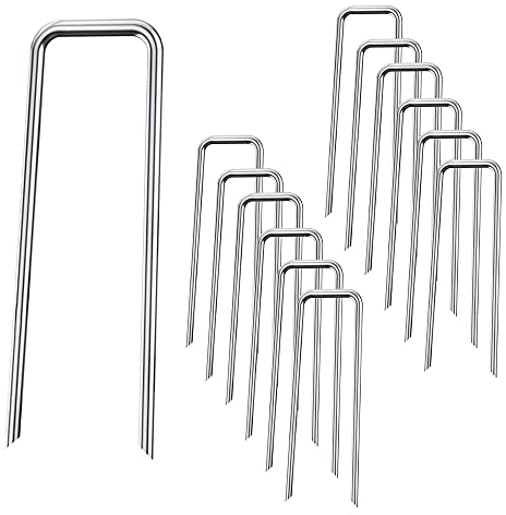 Clavijas de Jardín, Clavo en Forma de U de 50 para la Fijación de Césped Artificial, Redes, Tejidos, Carpas, Conductos de Agua, etc