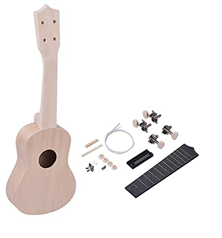 Ukulele 21 Zoll Ukulele Unfertig DIY. Ukulele-Kit Linden Körper- Und Nackenkunststoff-Griffbrett- Und Brücken-Nylon-Saiten Für Ukulele-Liebhaber Geeignet Anfänger Ukulele