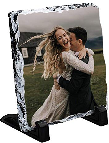 Schieferplatte mit Foto Personalisiert Schiefertafel Thermoeffekt Bilderrahmen Benutzerdefiniert Schiefer Schieferbilder Aufstellbar Fotodruck Individuell Fotogeschenk Apfelform Quadratform Ovalform