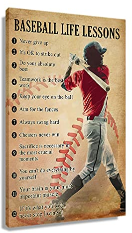 Retro-Baseball-Poster, pädagogisch, motivierend, Wandkunst, Leinwand, inspirierende Zitate, Bilder für Wanddekoration, Jungen-Schlafzimmer, Gemälde, Geschenke, gerahmt, 30 x 45 cm