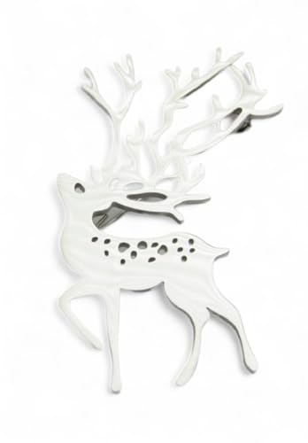 Echt Edelstahl Brosche Anstecknadel Pin Hirsch Silber