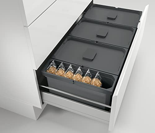 Abfallsorter Cox Box 220/900-3 Anthrazit mit 3-fach Trennung für 90 cm Schrankbreite, 44,5 (3x13 + 1x5,5) Liter/Abfalleimer/Mülleimer