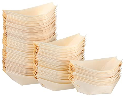 Operitacx 100 Platos De Madera De 3,3 Pulgadas, Desechables Platos PequeñOs Para La Cena, Bandejas Para Servir Sushi, Cuencos Vajilla Bandejas Para Catering, Fiestas NavideñAs En El Hogar