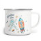 miKalino Emaille Tasse Astronaut Schulkind - ein Flug ins All personalisiert mit Wunschname | handbedruckt in Deutschland, Farbe:weisssilber, Grösse:300ml