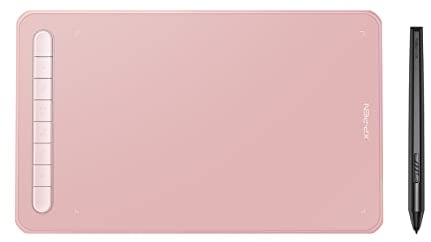 XPPen Deco M Graphics Tablet 8 x 5 Digital Graphics Tablet with X3 Elite Stylus for Painting, Sketching, Remote Learning and Work from Home, Support Windows Mac Linux Android (Pink)