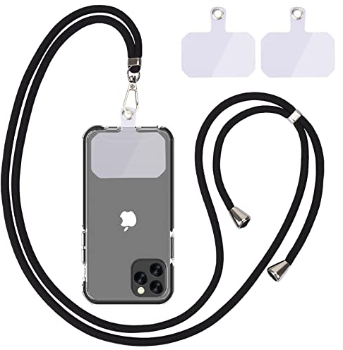 Handykette Universal, Handy Lanyard, Universelles Handy um den Hals hängend mit Pad Handy Lanyard, verstellbar und abnehmbar. (1Helles Schwarz)