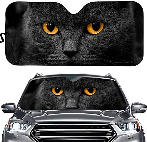 Hixingo Auto Frontscheibe, 3D Funny Tier Motiv Sonnenschutz für Windschutzscheibe, Frontscheibenabdeckung, Faltbares Design Auto Sonnenschutz, UV-Schutz, für meisten Autos (Katze)