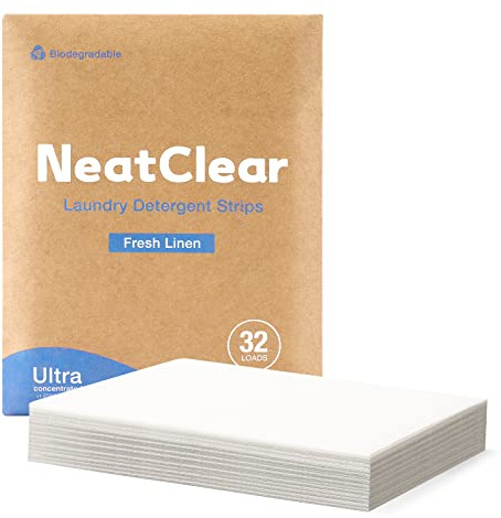 Feuilles de détergent à lessive respectueuses de l'environnement, feuilles de savon sans liquide format voyage NeatClear | Pas de désordre et peu encombrant, idéales pour les voyages, les appartements