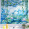 Berkin Arts Decor Wandteppich zum Aufhängen, Hintergrund aus hochwertigem Polyesterstoff Impressionismus Blaugrüne Pflanzenlandschaft 150 x 200 CM(Claude Monet-Wasserlilien)