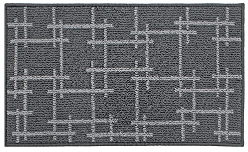 JVL Vector Machine Washable Latex Backed Doormat, 50x80cm, Grey