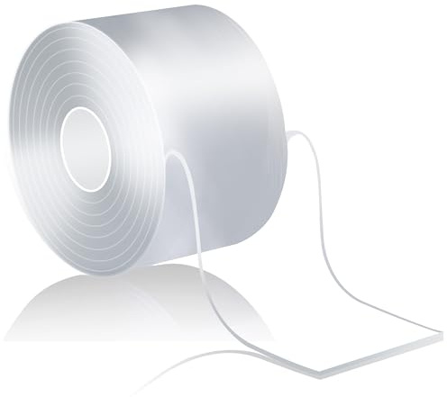 Taiyeestar Ruban Adhésif Double Face Robuste Extra Fort 5M, Adhésif Transparent et Amovible, Nano Tape Pour Les Tapis et Les Voitures, 50mm x 1mm