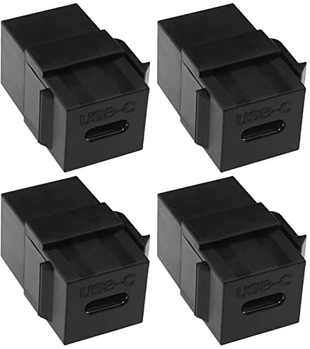 4 Stück USB-C Keystone Adapter USB 3.1 Typ-C Buchse auf Buchse Keystone Steckdose Koppler Adapter für Wandplatte Patch Panel Schwarz