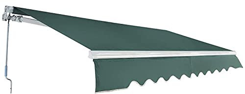 Tendalino Manuale Retrattile con Tenda Parasole Pieghevole in Lega di Alluminio Impermeabile con manovella, per Balcone Cortile,Verde,3x2.5m