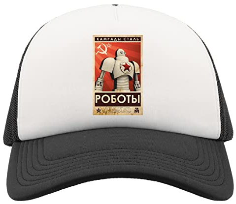 Robots Comrades of Steel Funny Half Mesh Trucker Cap Baseball Hut Snapback Schwarz
