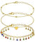 Pwsap 3 Pcs Bracelet de Cheville pour Femme, Réglable Bracelets de Cheville Boho Chaîne Bijoux de Pied Dainty Layered Cheville Ensemble Cadeau Chaine De Cheville pour Femme Fille, Cristaux Colorés