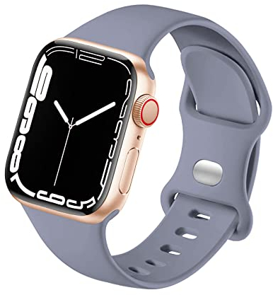 HdanMole Kompatibel mit Apple Watch Armband 38mm 40mm 41mm 42mm 44mm 45mm 46mm, Weiches Silikon Sport Armband Ersatz für iWatch Series 10 9 8 7 6 5 4 3 2 1 SE Herren Damen, Lavendel-grau