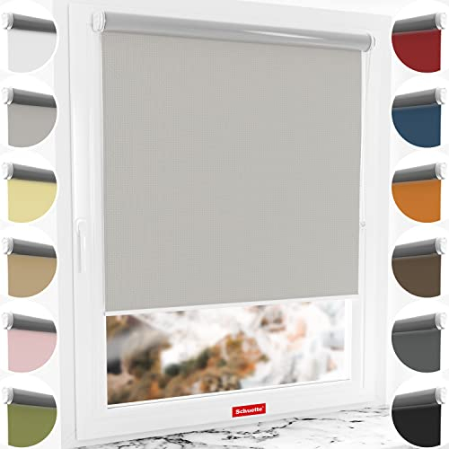 Schuette® Verdunkelungsrollo ohne Bohren/mit Bohren 2in1 ● Thermo Rollo Kollektion: Foggy Morning (Grau) ● 75 x 130 cm (Breite x Höhe) ● Suprafix Klemmrollo = Klemmfix 2.0 ● 60s Montage mit Video
