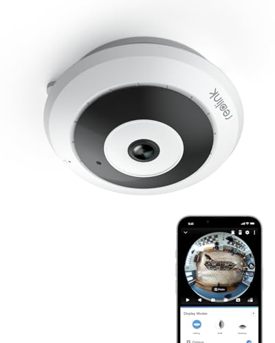 Reolink Fisheye Camera Wi-Fi 2K+, Security Camera Indoor 6MP 360° Panorama, 2.4 / 5GHz WiFi, Smart Human Detection, 2-Way Talk, Multiple Display Views, Local Storage, IR Night Vision, FE-W White