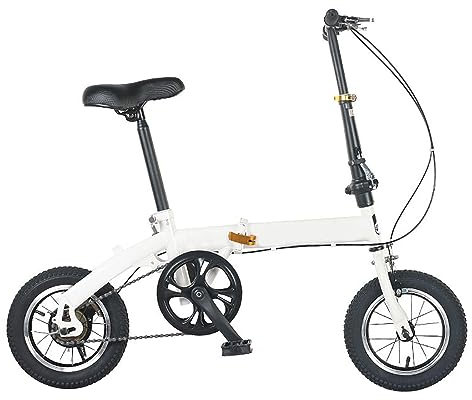 JTBDWOSK Klappfahrrad Faltbares Fahrrad 12 Zoll Klapprad Faltrad Kohlenstoffstahl singlespeed Scheibenbremse, Quick-Fold-System,Für Sport Outdoor Pendeln,Weiß
