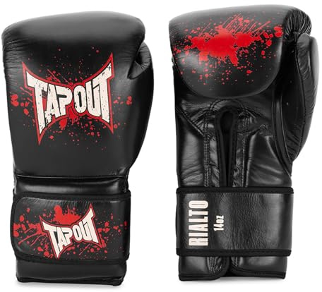 Tapout Boxhandschuhe aus Leder (1 Paar) Rialto, Black/Ecru/Red, 16 oz, 960006