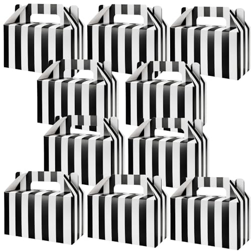 24Pcs Black and White Gift Box Gable Treat Box Paper Box Party Box DIY | 15x10x10cm Cardboard Letter Postal Candy Snack Goodie Party Weddings Birthday Anniversaries Goods Festival Package