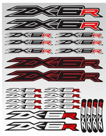 Motorrad Reflektierende wasserdichte Aufkleber Mit Logo Körper Kraftstoff Tank Schwanz Box Aufkleber Aufkleber for ZX-6R ZX6R ZX6r (Color : Red)
